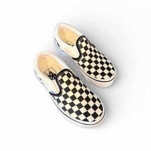 Vans Kids Checkerboard Slip-On Sneakers - Black and White